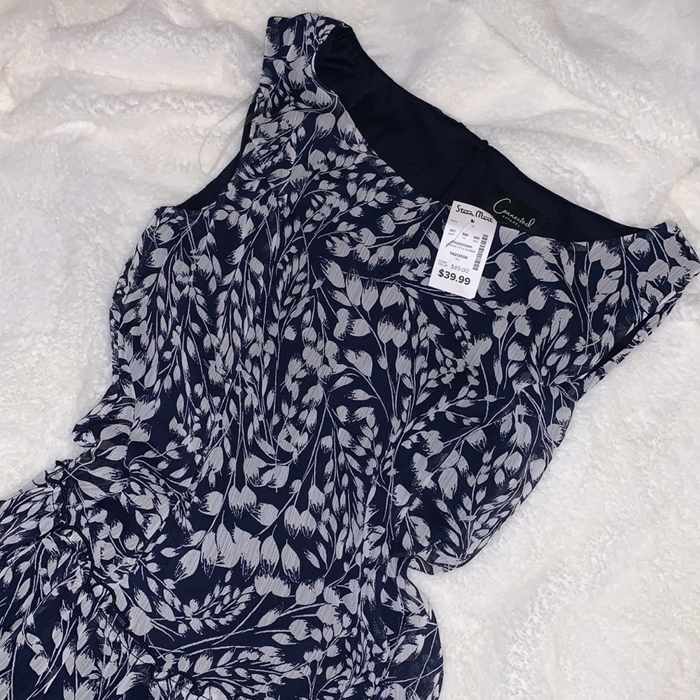Connected Apparel Navy Floral Midi Dress - Women | Color: Blue